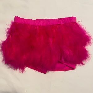 Hot PINK Feather booty shorts! Size Child LG